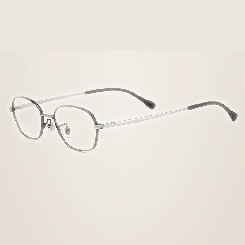 Bclear Unisex Full Rim Small Oval Titanium Frame Eyeglasses Lb5337 - Black silver