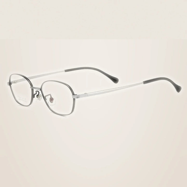 Bclear Unisex Full Rim Small Oval Titanium Frame Eyeglasses Lb5337 - Black silver