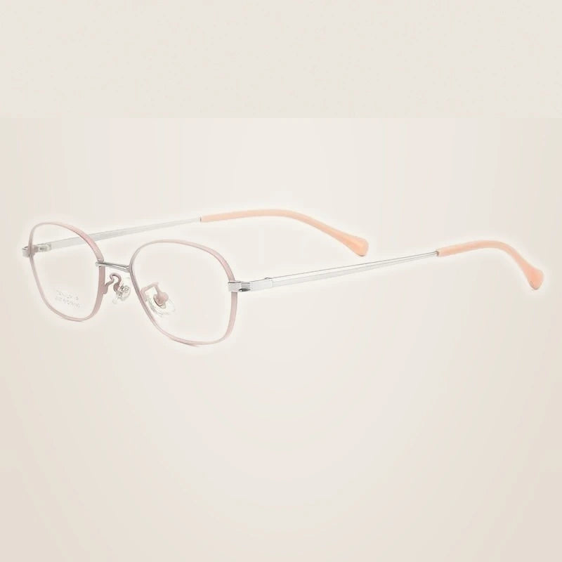 Bclear Unisex Full Rim Small Oval Titanium Frame Eyeglasses Lb5337 - Pink silver