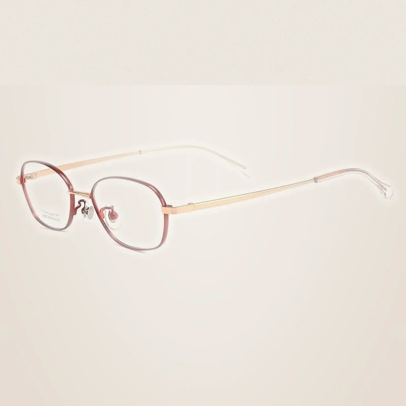 Bclear Unisex Full Rim Small Oval Titanium Frame Eyeglasses Lb5337 - Red rose gold