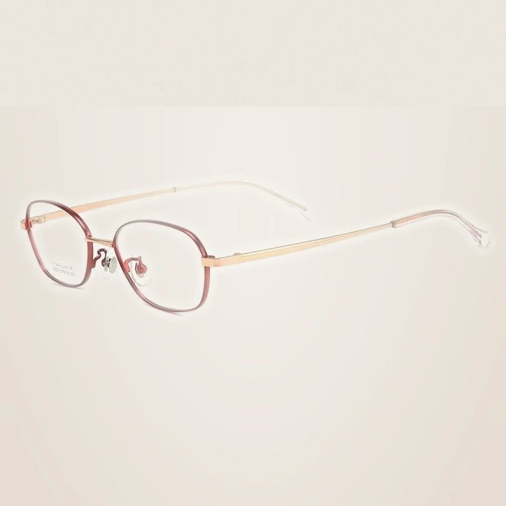 Bclear Unisex Full Rim Small Oval Titanium Frame Eyeglasses Lb5337 - Red rose gold