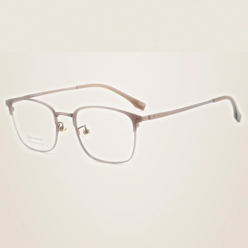 Bclear Unisex Full Rim Square Titanium Eyeglasses 36114 - Brown