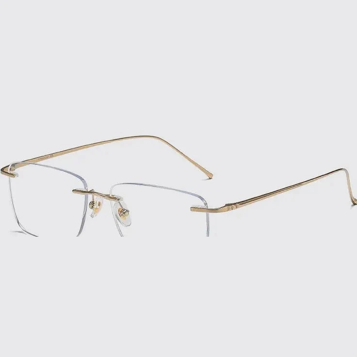 Bclear Unisex Rimless Polygon Square Titanium Eyeglasses 694547 - c 11