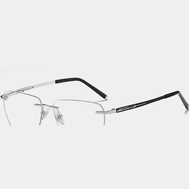 Bclear Unisex Rimless Polygon Square Titanium Eyeglasses 664108 - C 31