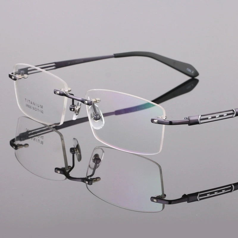 Bclear Unisex Rimless Square Titanium Eyeglasses 89264 - DARK GRAY