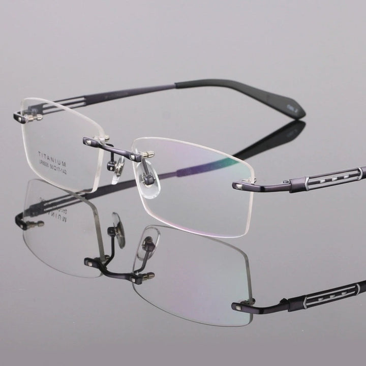 Bclear Unisex Rimless Square Titanium Eyeglasses 89264 - DARK GRAY