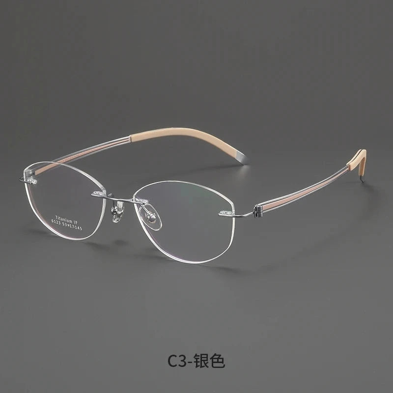 Bclear Women Rimless Cat Eye Titanium Eyeglasses MY-6123 - C 3
