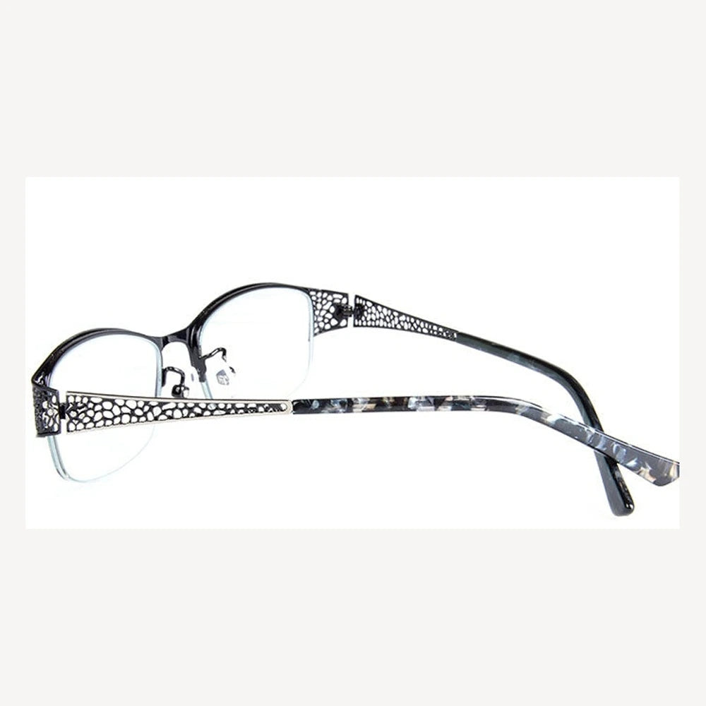 Bclear Women's Alloy Semi Rim Eyeglasses Photochromic P99001 - gray / black
