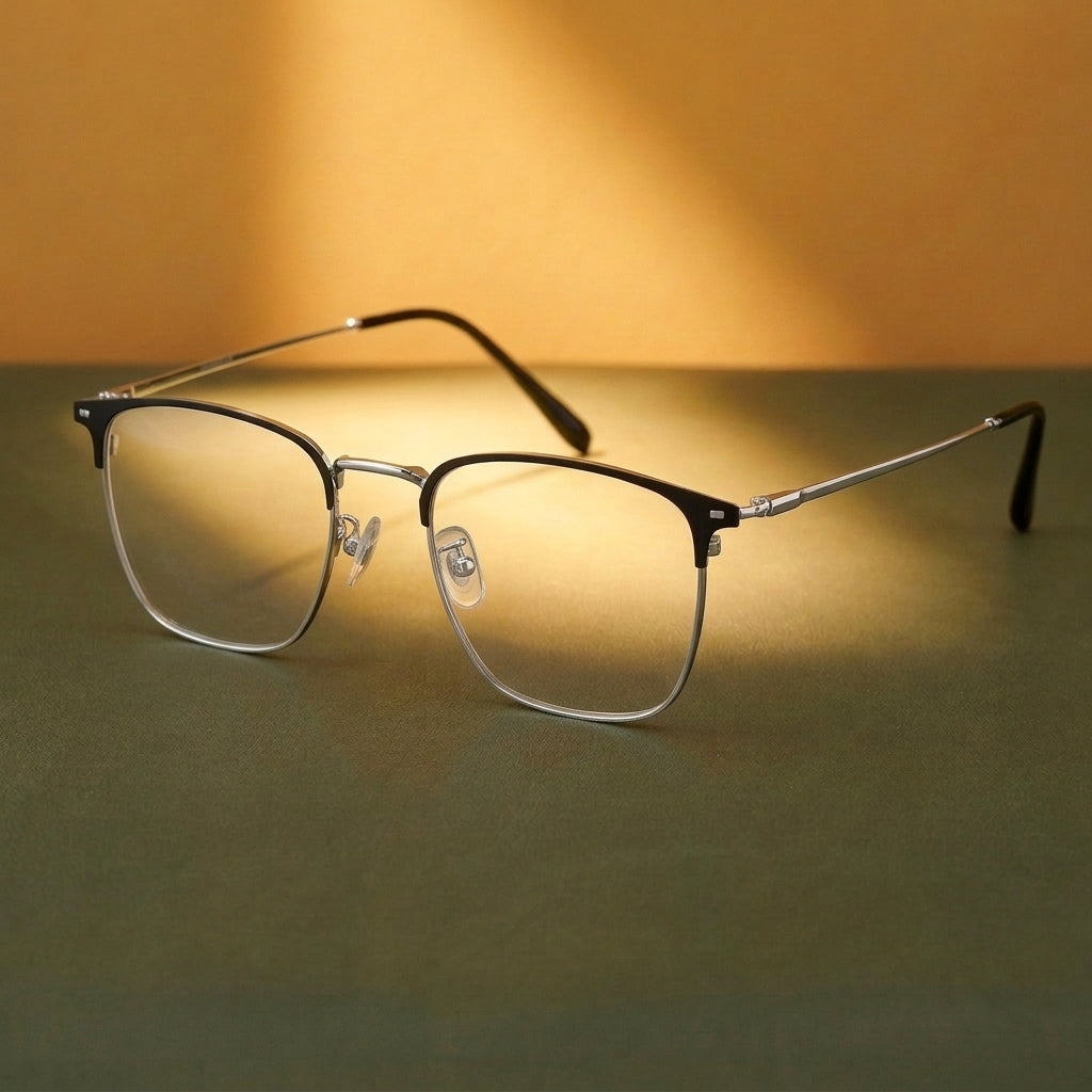 Bclear Unisex Half Rim Round Pure Titanium Eyeglasses WW4070 - C33