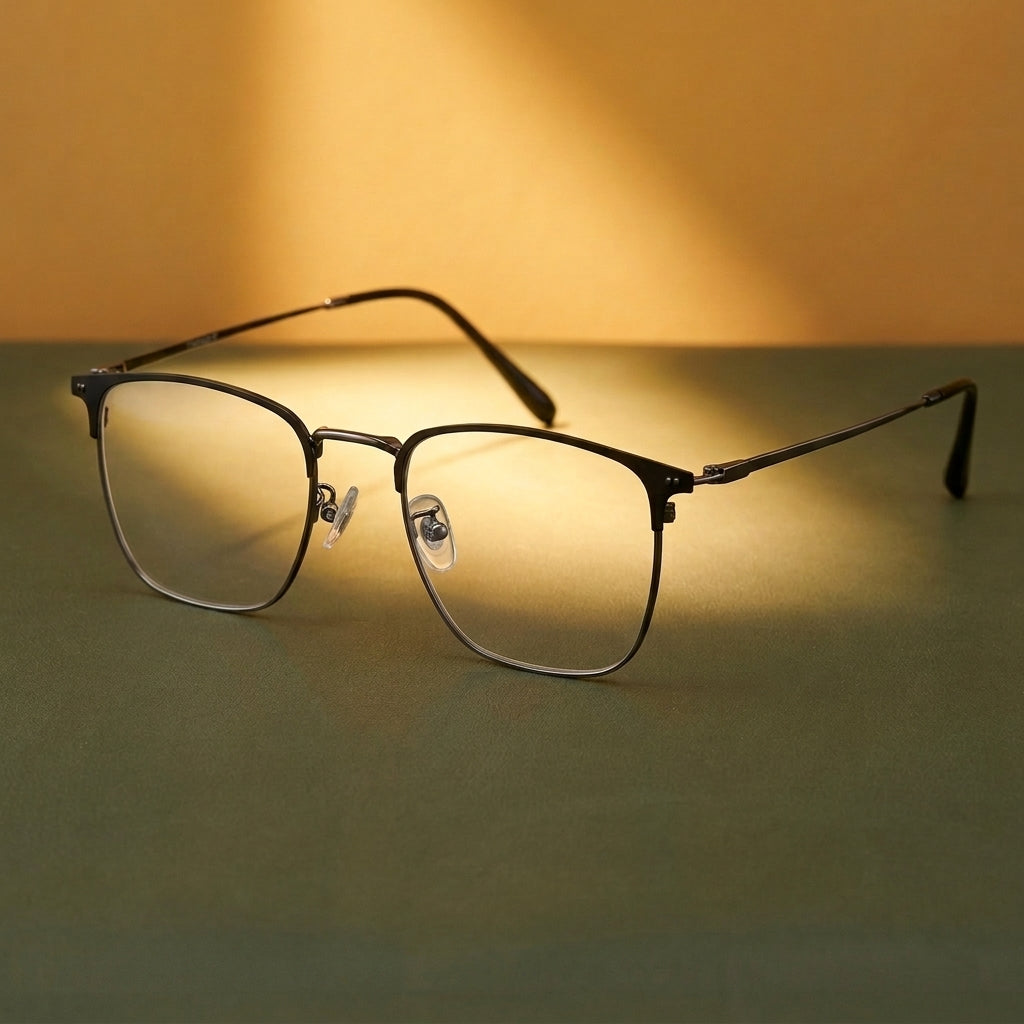 Bclear Unisex Half Rim Round Pure Titanium Eyeglasses WW4070 - C43