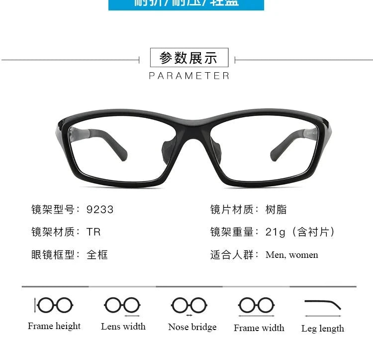 Bclear Zt9233 Eyeglasses — Frame Dimensions and Sizing Chart