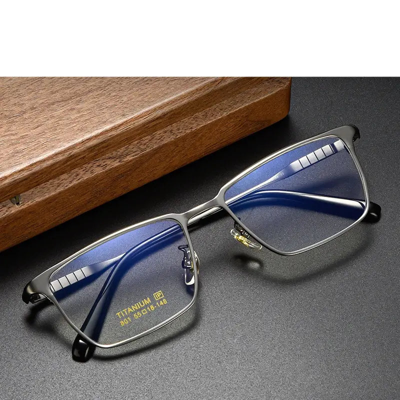 Hdcrafter Mens Full Rim Square Titanium Frames 801000 — view 1 | Hdcrafter Eyeglasses at FuzWeb