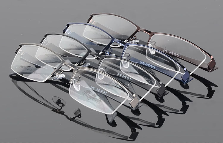 Men's Semi Rim Square Alloy Eyeglasses 2493.