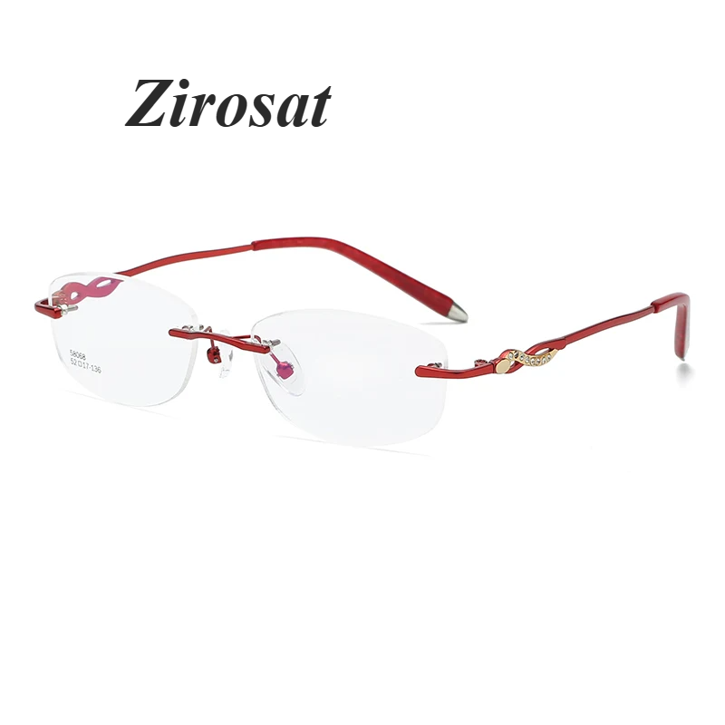 Zirosat Women's Rimless Oval Rectangle Alloy Eyeglasses 58068