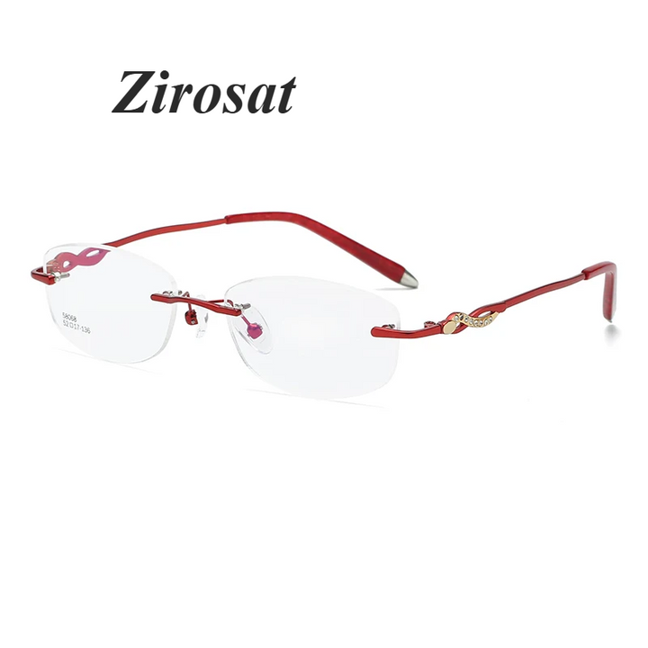 Zirosat Women's Rimless Oval Rectangle Alloy Eyeglasses 58068