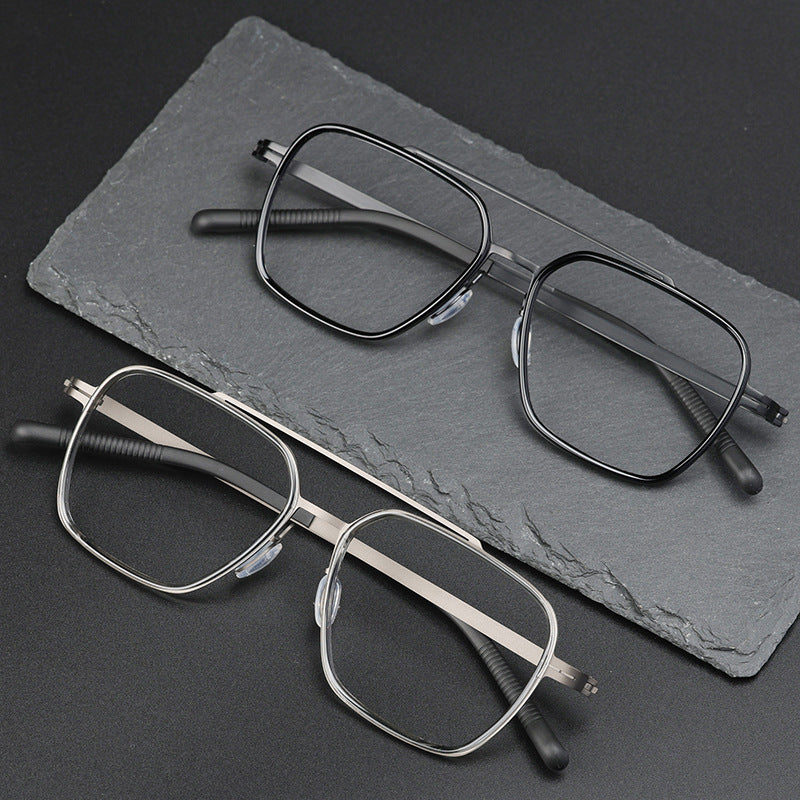 Hdcrafter Unisex Full Rim Square Double Bridge Titanium Eyeglasses 42988 — view 4 | Hdcrafter Eyeglasses at FuzWeb