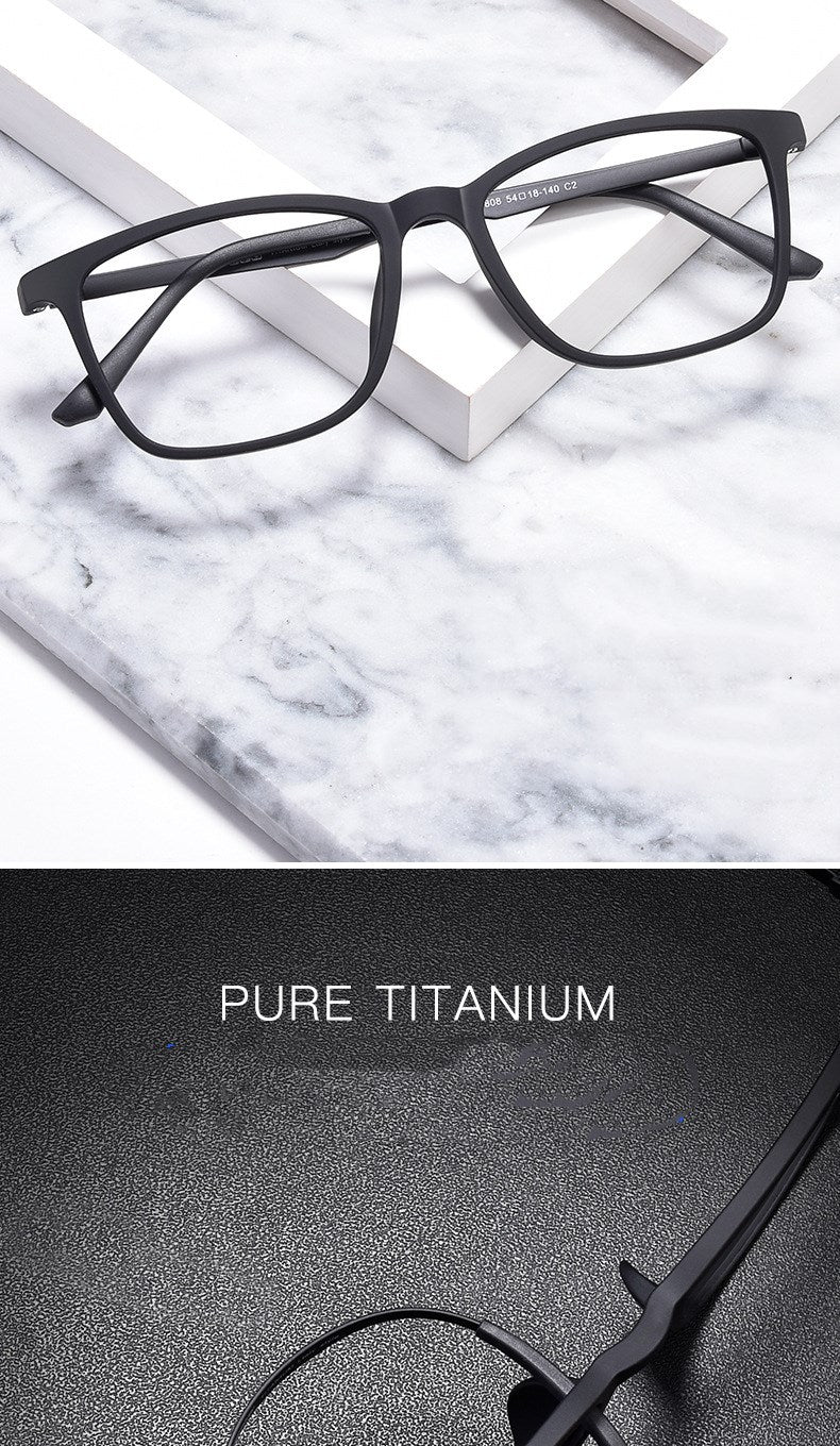 Yimaruili Mens Eyeglasses Square Full Rim Titanium Y8808 — view 2 | Yimaruili Eyeglasses at FuzWeb
