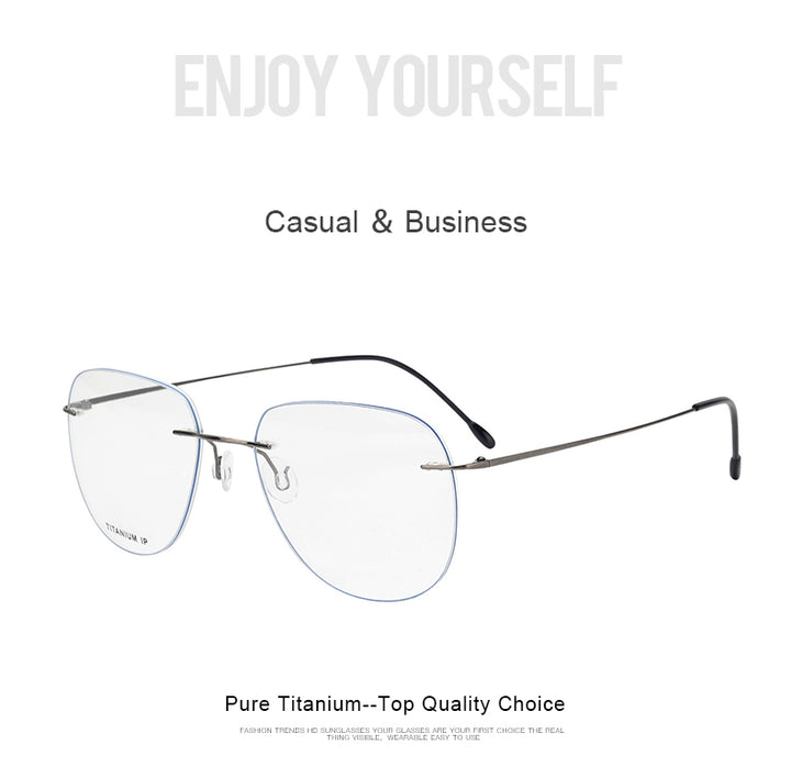 Krasivyy Unisex Rimless Oval Titanium Eyeglasses Kr05 — view 1 | Krasivyy at FuzWeb