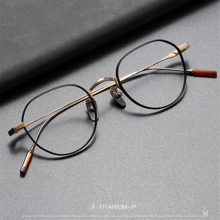Chashma Ochki Womens Full Rim Flat Top Oval Titanium Eyeglasses 84803 — view 1 | Chashma Ochki at FuzWeb