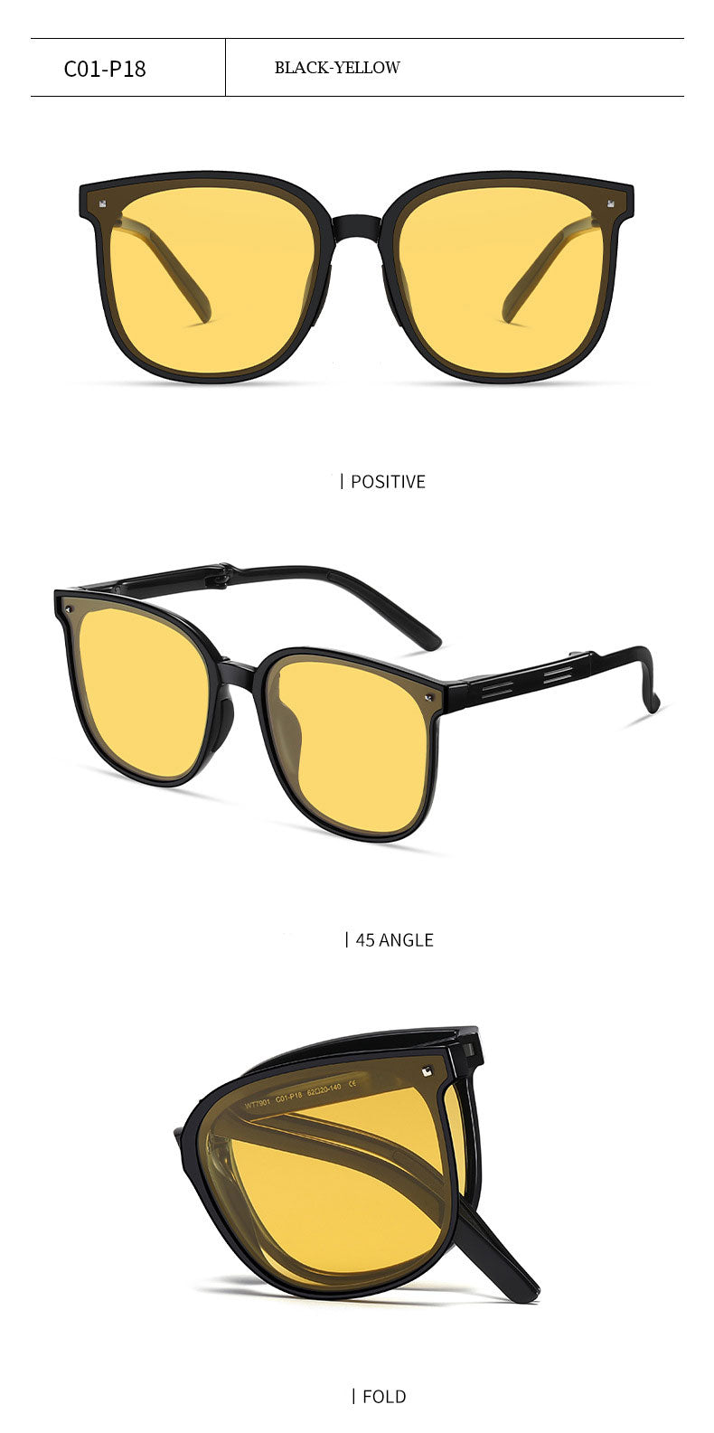 Zirosat Unisex Full Rim Square Alloy Foldable Sunglasses WT7901 — view 11 | Zirosat at FuzWeb