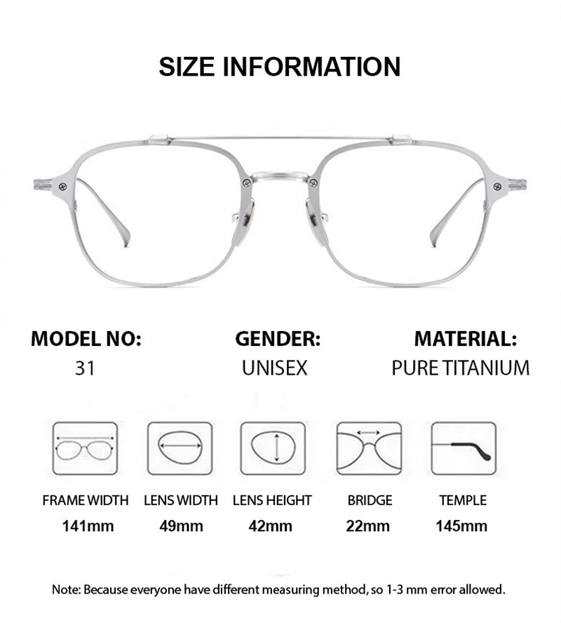 Chashma Mens Full Rim Square Double Bridge Titanium Eyeglasses 778431 — view 2 | Chashma at FuzWeb