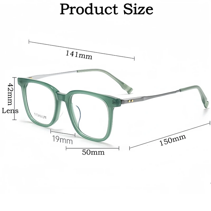 Yimaruili Unisex Full Rim Square Titanium Acetate Eyeglasses 365911