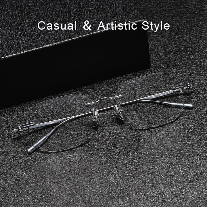 Krasivyy Mens Rimless Square Titanium Eyeglasses K132 — view 2 | Krasivyy at FuzWeb