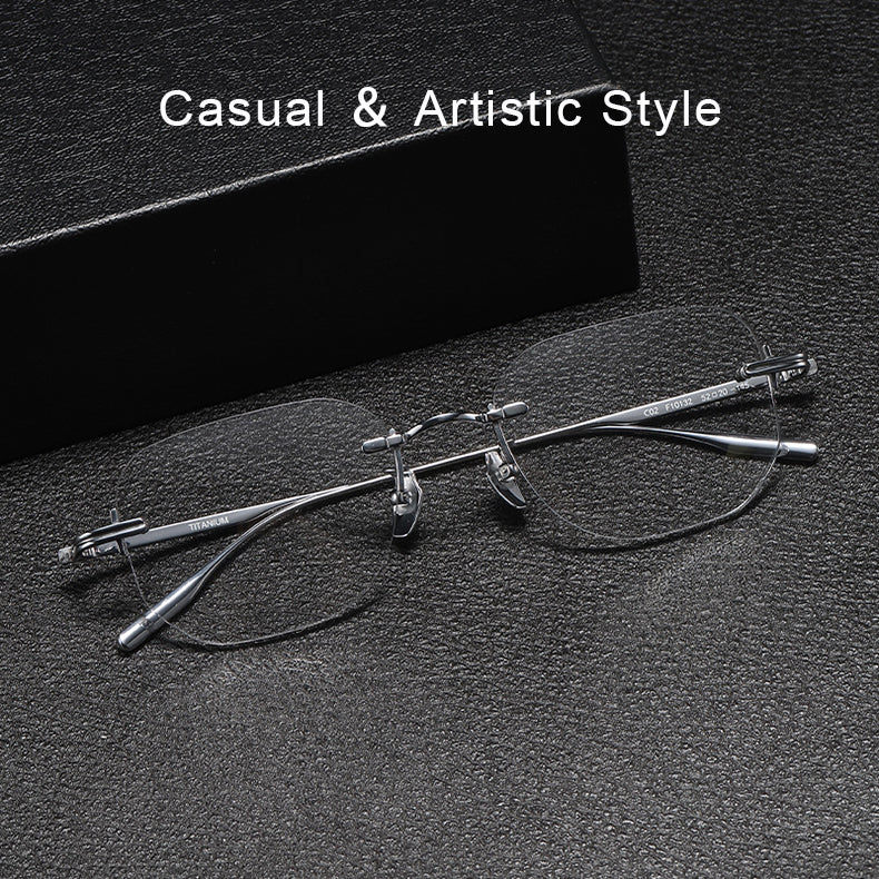 Krasivyy Mens Rimless Square Titanium Eyeglasses K132 — view 2 | Krasivyy at FuzWeb