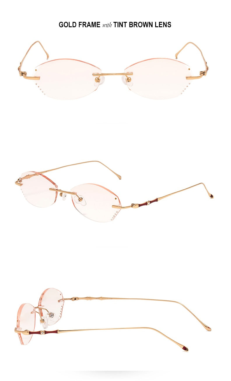 Chashma Womens Rimless Oval Rectangle Titanium Eyeglasses 287913 — view 2 | Chashma at FuzWeb