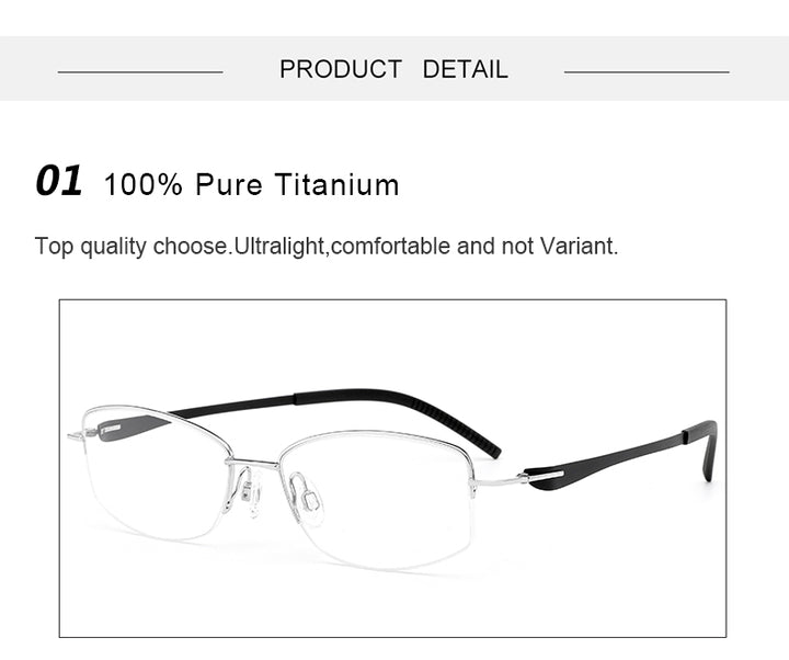 Krasivyy Unisex Semi Rim Oval Screwless Titanium Eyeglasses 350031.