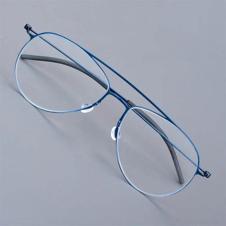 Aimee Womens Full Rim Oval Double Bridge Titanium Eyeglasses 550711 — view 1 | Aimee at FuzWeb
