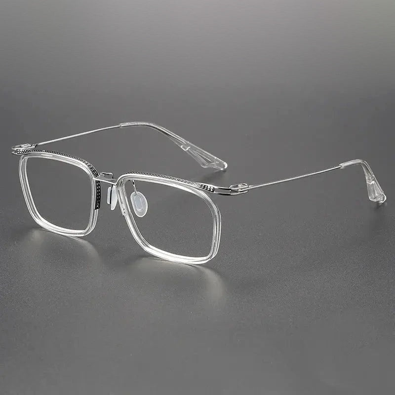 Black Mask Unisex Full Rim Square Titanium Acetate Eyeglasses 80863 - Crystal