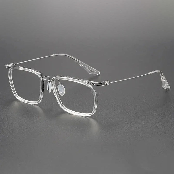Black Mask Unisex Full Rim Square Titanium Acetate Eyeglasses 80863 - Crystal