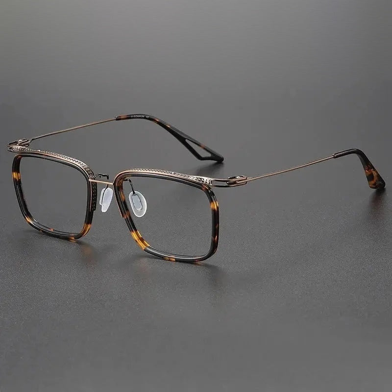 Black Mask Unisex Full Rim Square Titanium Acetate Eyeglasses 80863 - Tortoise