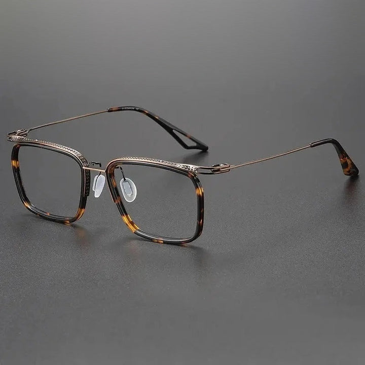 Black Mask Unisex Full Rim Square Titanium Acetate Eyeglasses 80863 - Tortoise