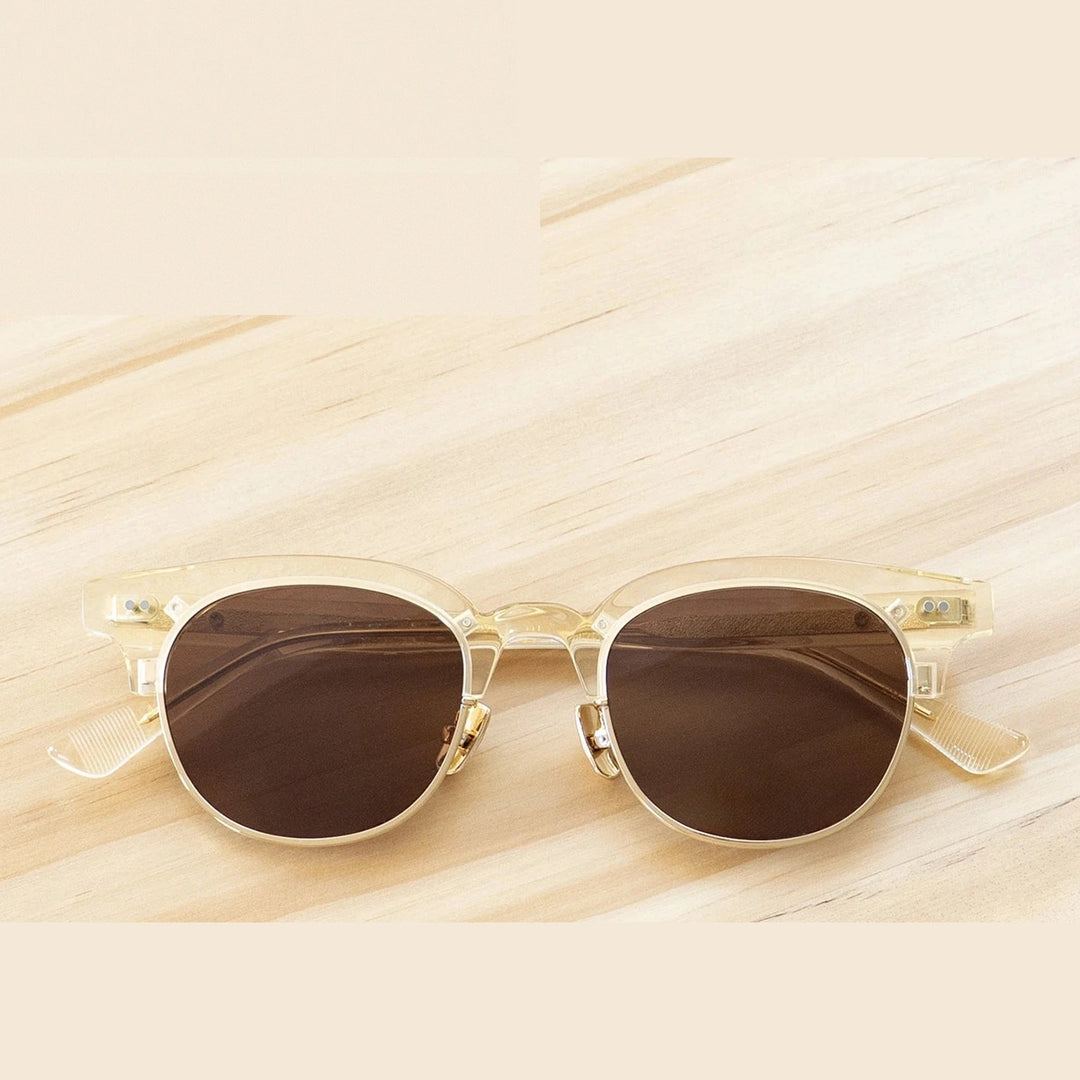 Black Mask Men Full Rim Round Titanium Polarized Sunglasses BM-PL26S - Yellow-Brown / As Shown