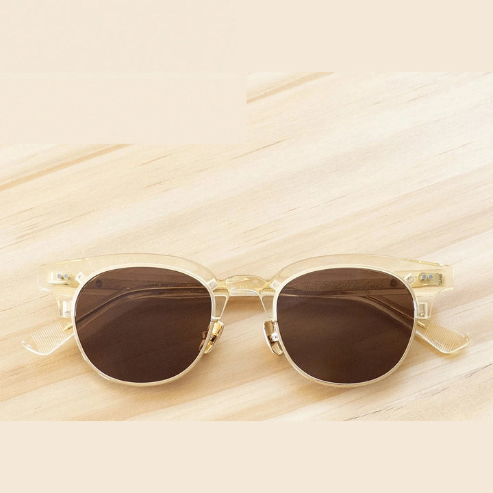 Black Mask Men Full Rim Round Titanium Polarized Sunglasses BM-PL26S - Yellow-Brown / As Shown