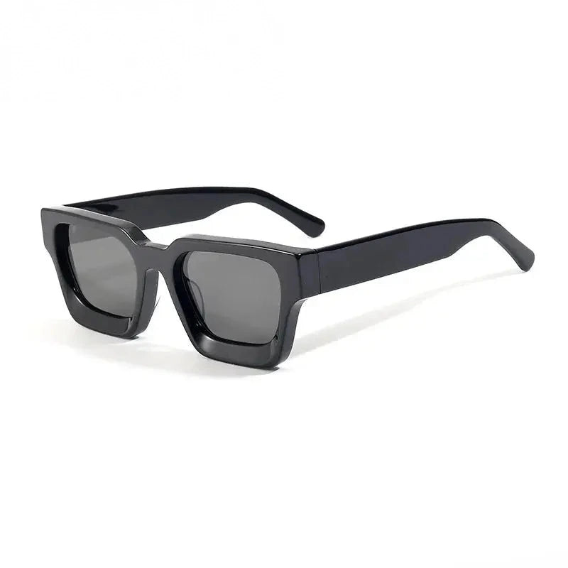 Black Mask Men's Full Rim Flat Top Square Acetate Sunglasses 441439 - Black / As Shown