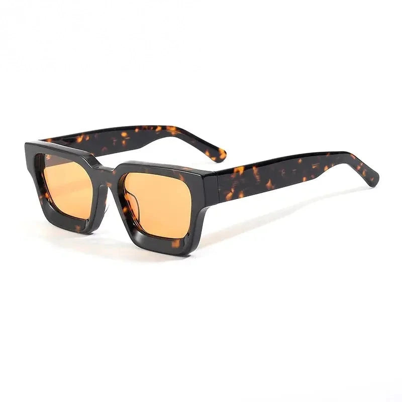 Black Mask Men's Full Rim Flat Top Square Acetate Sunglasses 441439 - Tortoise / As Shown