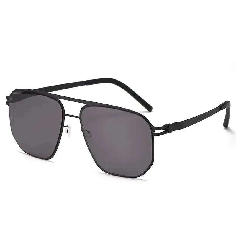 Black Mask Men's Full Rim Square Double Bridge Steel Sunglasses 396148 - Black / As Shown