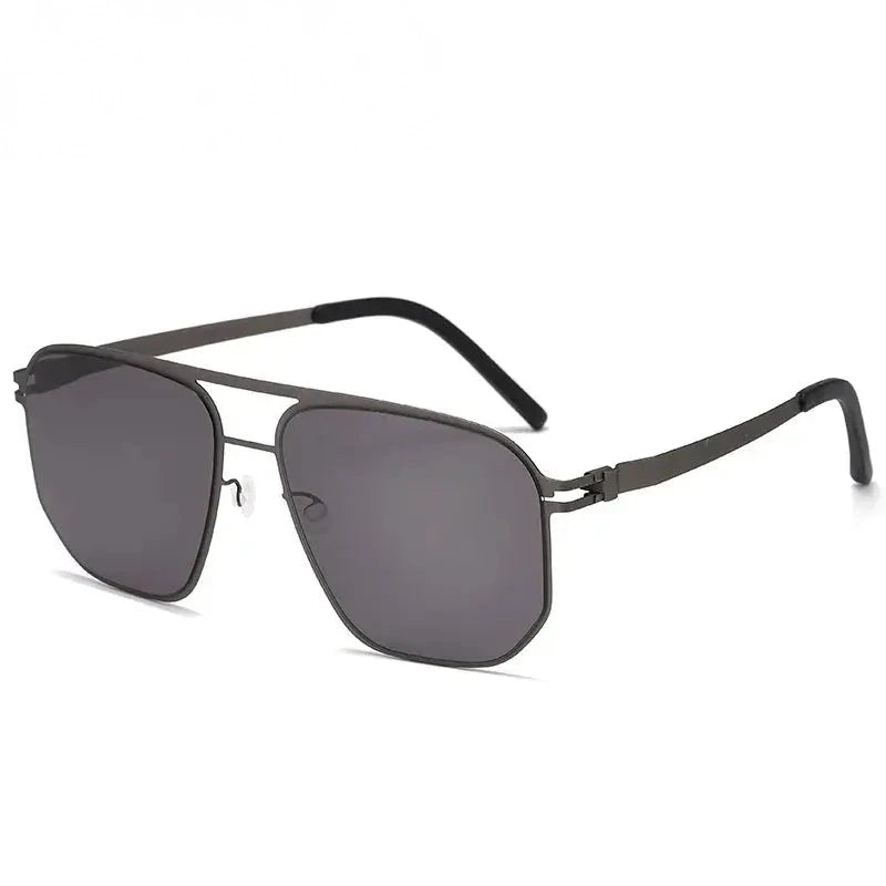 Black Mask Men's Full Rim Square Double Bridge Steel Sunglasses 396148 - Gun Gray / As Shown