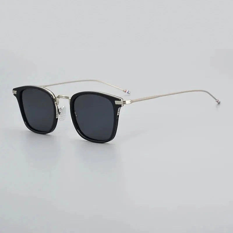 Black Mask Men's Full Rim Square Polarized Alloy Sunglasses X905 - Black-Silver / As Shown