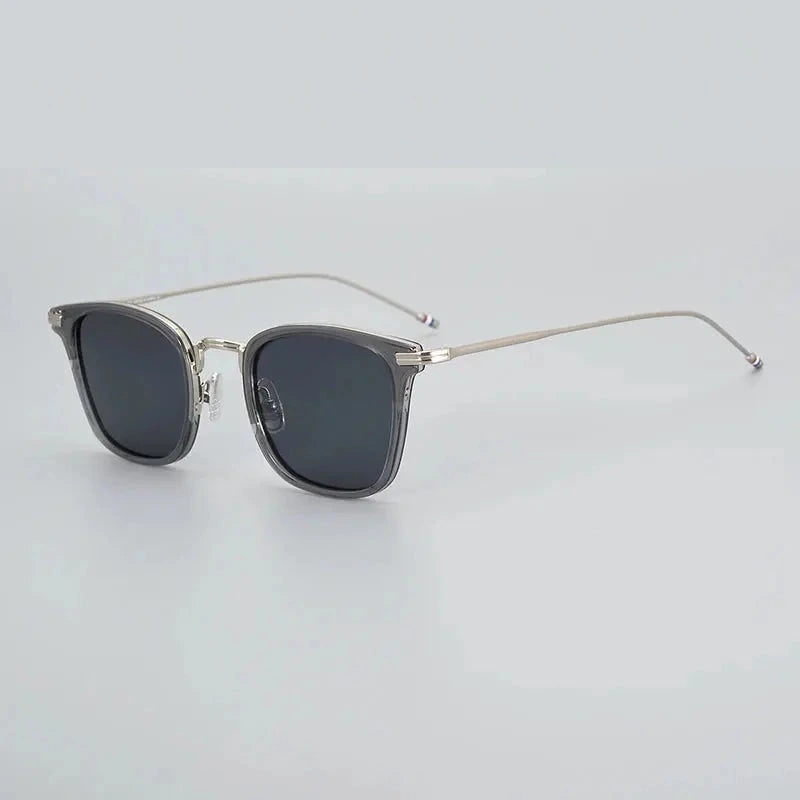 Black Mask Men's Full Rim Square Polarized Alloy Sunglasses X905 - Gray-Silver / As Shown