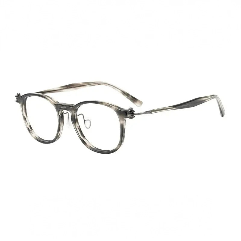 Black Mask Unisex Full Rim Big Square Acetate Titanium Eyeglasses 885585 - Tortoise-Gray