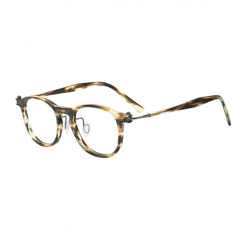 Black Mask Unisex Full Rim Big Square Acetate Titanium Eyeglasses 885585 - Tortoise-Yellow