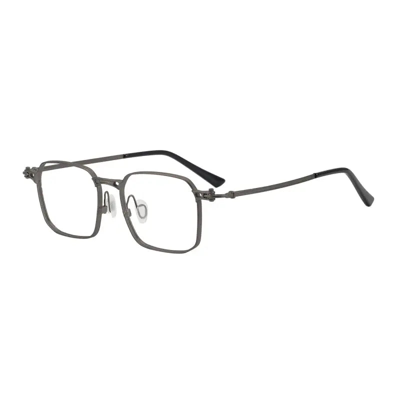 Black Mask Unisex Full Rim Big Square Titanium Eyeglasses 45892 - Gun Gray