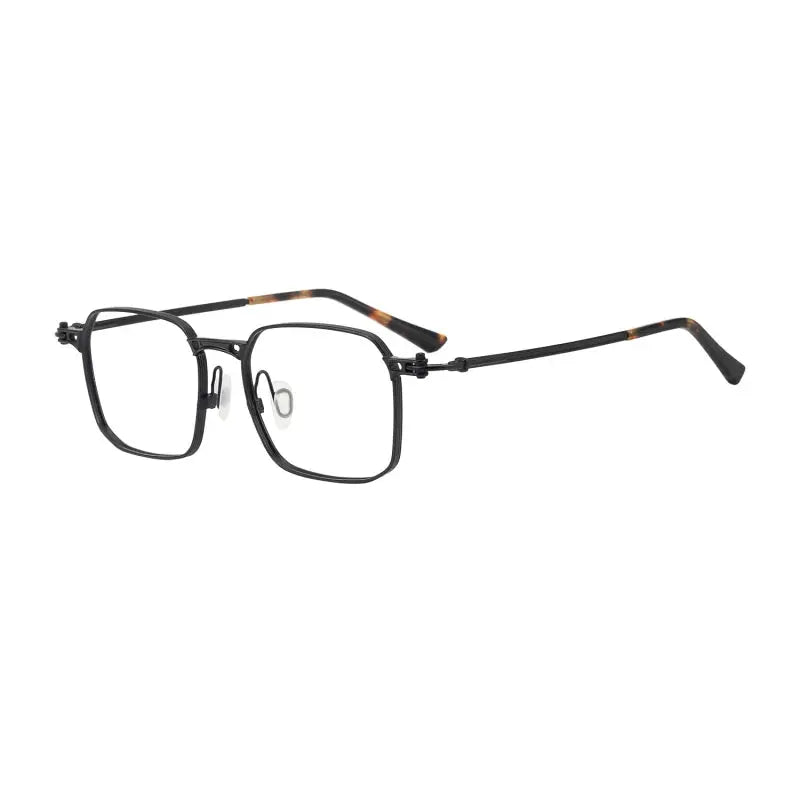 Black Mask Unisex Full Rim Big Square Titanium Eyeglasses 45892 - Black