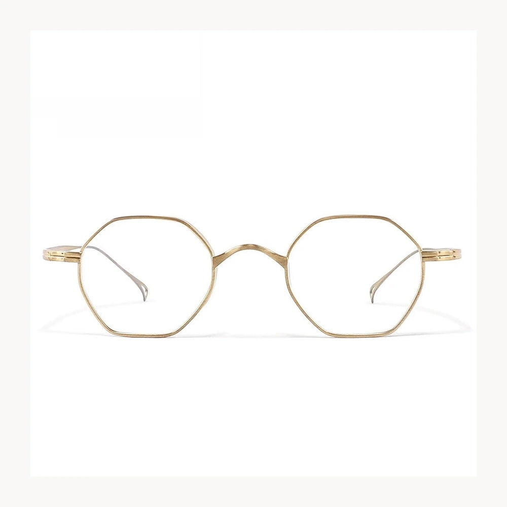 Black Mask Unisex Full Rim Geometric Titanium Eyeglasses BM-KN152 - Gold