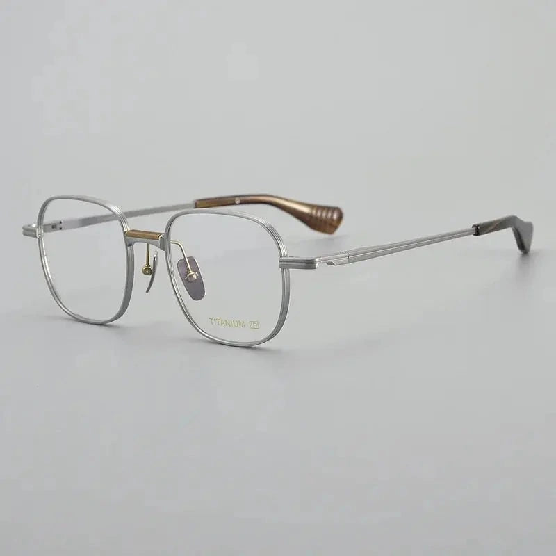 Black Mask Unisex Full Rim Irregular Square Titanium Eyeglasses 914251 - Silver