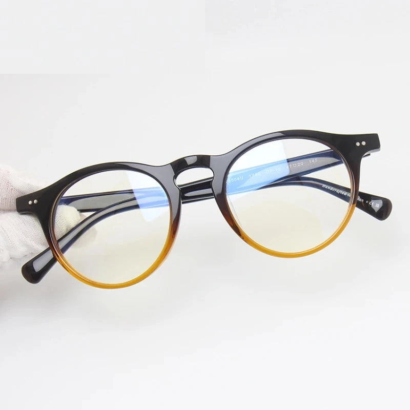Black Mask Unisex Full Rim Oval Acetate Eyeglasses BM-5504 - Gradient Brown